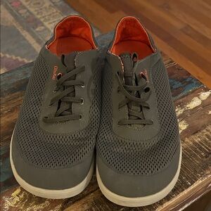 OluKai Black and Red Mesh Sneakers